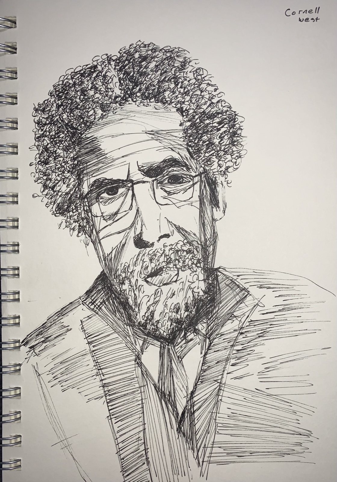 Cornel West — pen-and-ink portrait