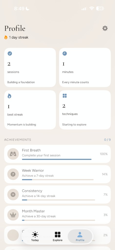 Profile screen